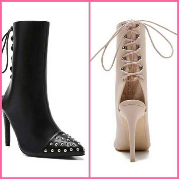 Shoes - Almost GONE Lace Up Bootie Heels